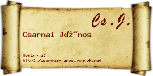 Csarnai János névjegykártya